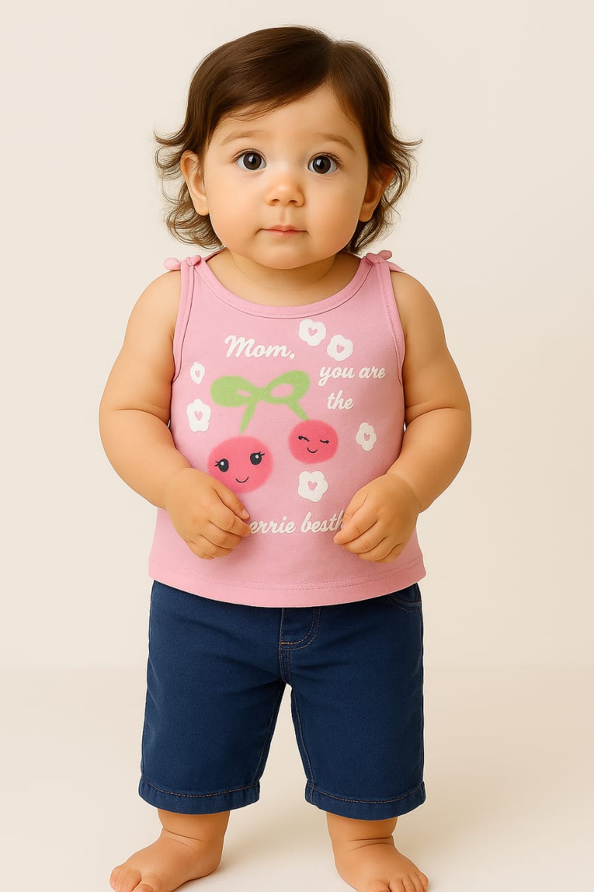 "Pink Cherry Love Baby Tank Top