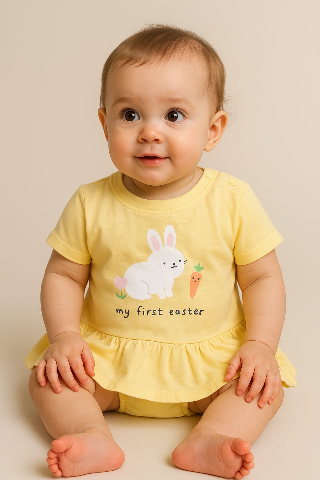 Baby Girl Dress – Soft Pink & Yellow