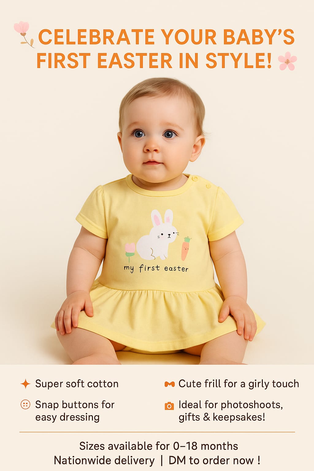 Baby Girl Dress – Soft Pink & Yellow