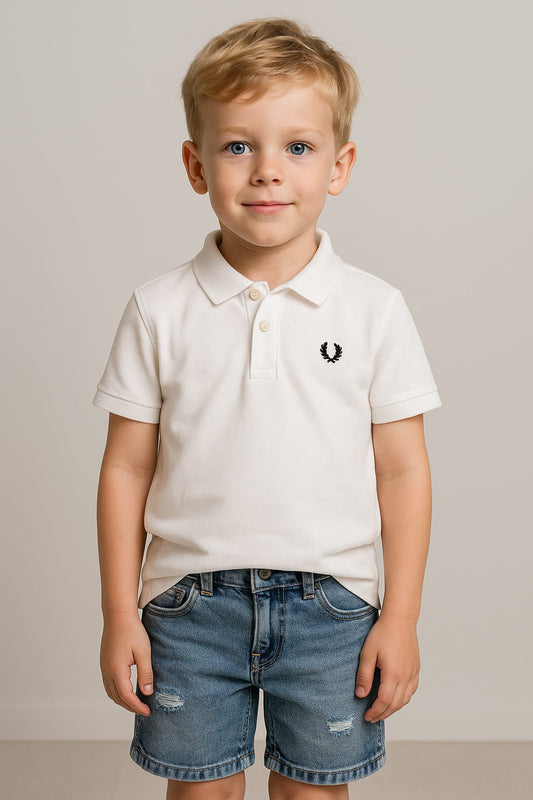 White Cotton Polo Shirt – Boys