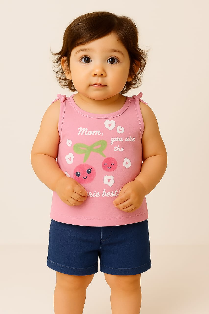 "Pink Cherry Love Baby Tank Top