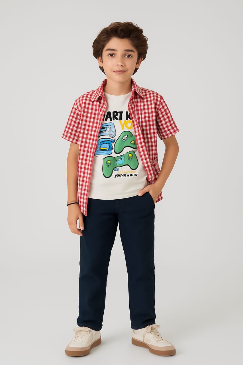 Checkered Shirt – Boys' Smart Casual Duoble Shirt