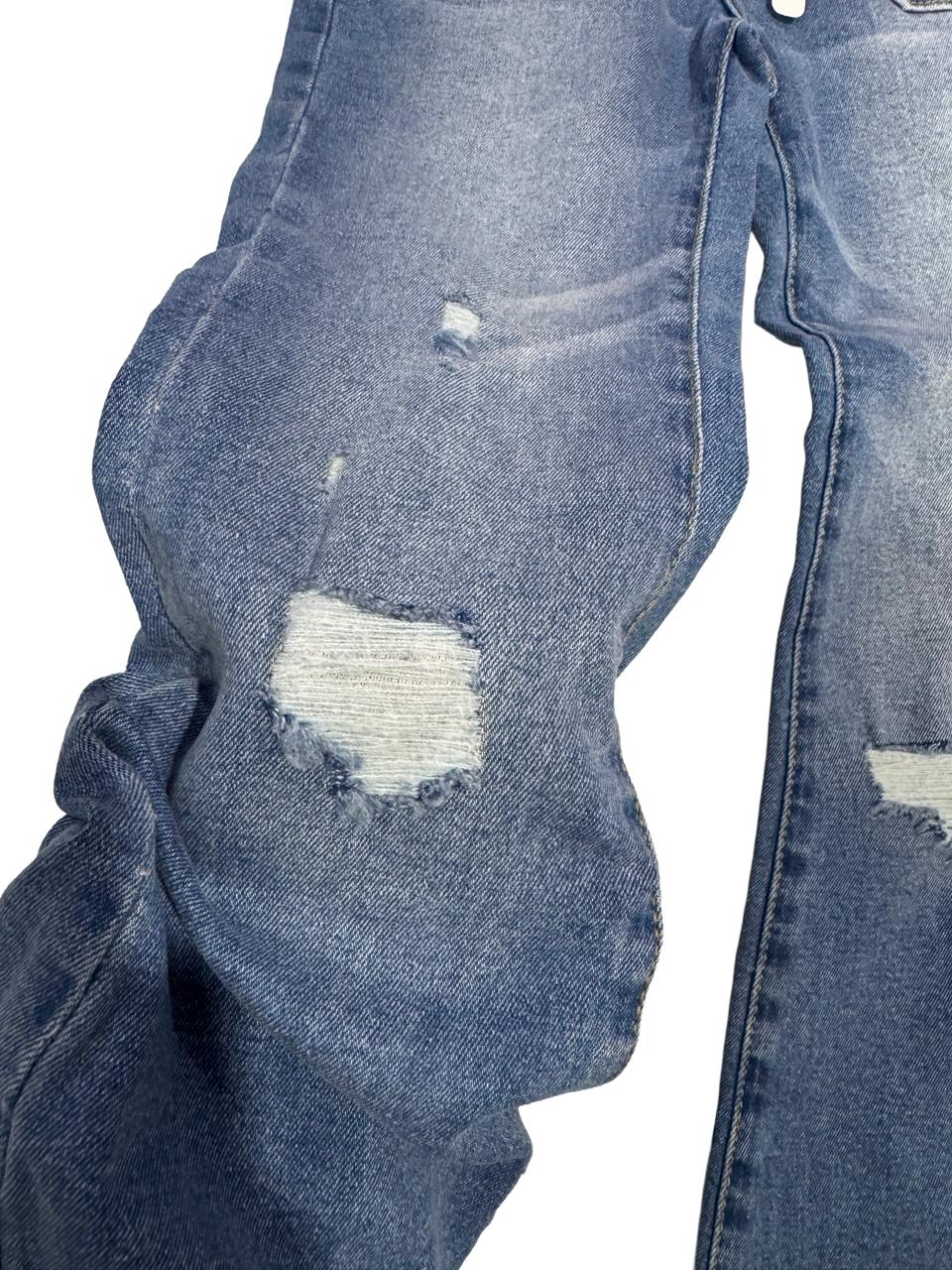 Girls Bootcut Denim Pants – Button Front, Ripped Style (7-16 Yrs)