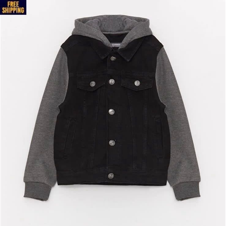 DENIM HOODED JACKET BLACK