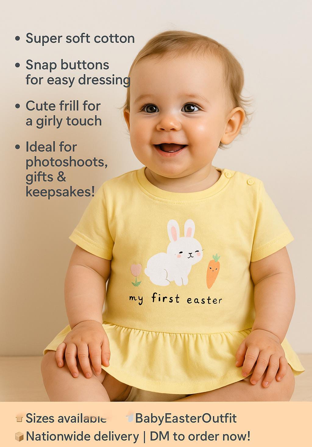 Baby Girl Dress – Soft Pink & Yellow