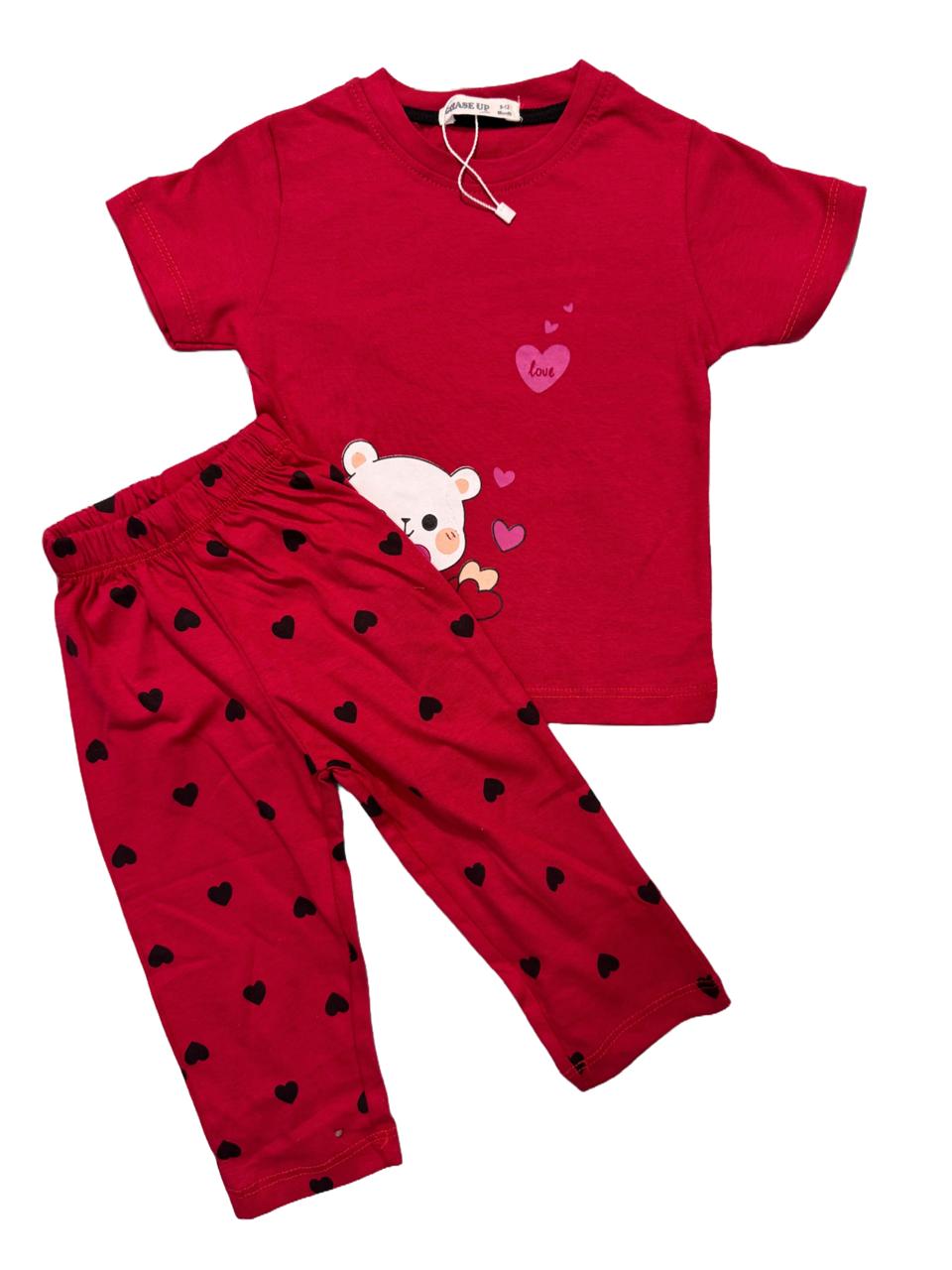 Heart Print Pajama Set for Toddler Girls