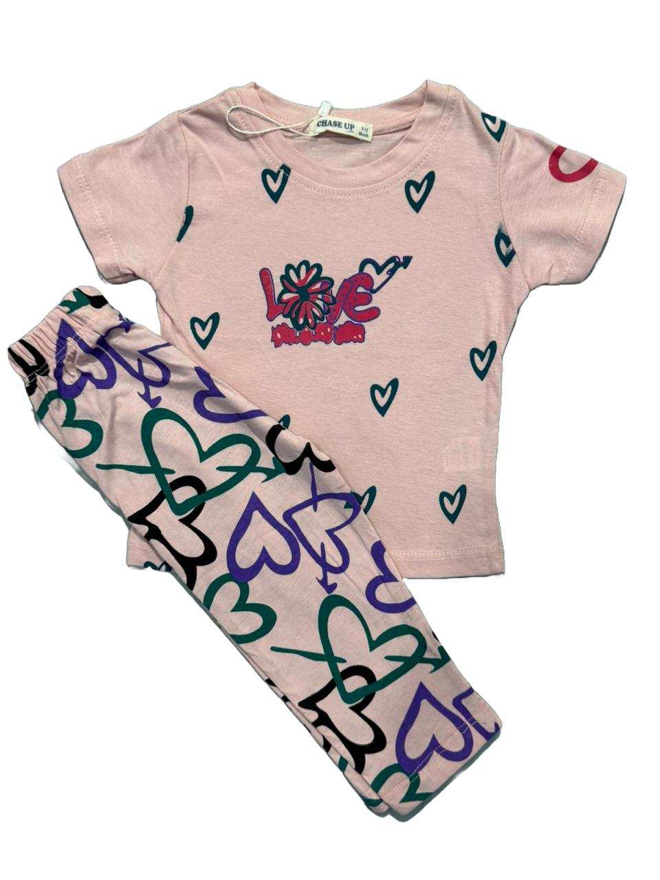 Hearts" Toddler Girl Outfit – 2 Piece Set