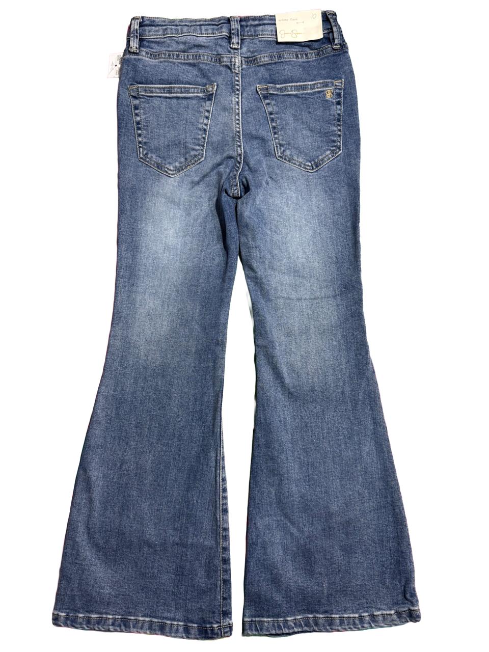 Girls Bootcut Denim Pants – Button Front, Ripped Style (7-16 Yrs)